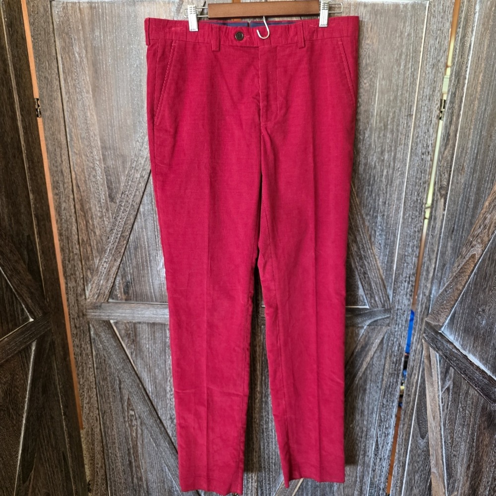 Kent &‎ Curwen Pants Men's Size 34 Red Corduroy Trousers Dress Briggs 36 Inseam